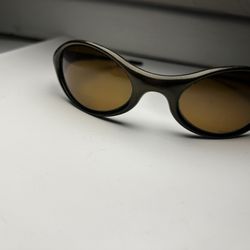Vintage Oakley Oval Sunglasses Brown Lens Gold/Black Frame Y2K Style