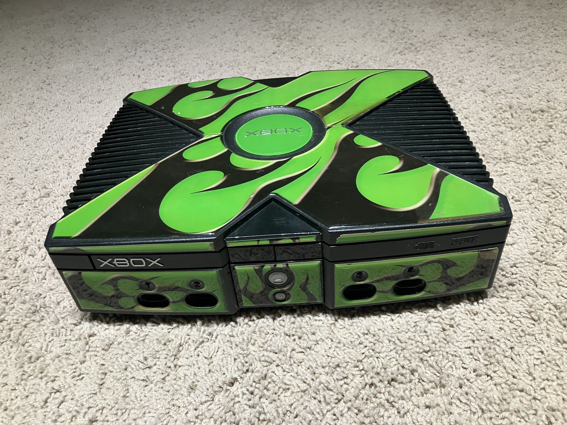 Original Green Flame Xbox Console With Games