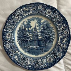 Set Of 3 Liberty Blue Plates 