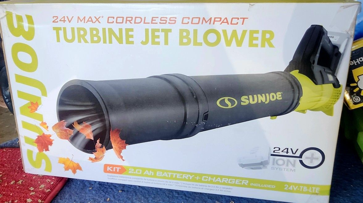 SUNJOE Turbine 24v Max Cordless Compact Leaf Jet Blower