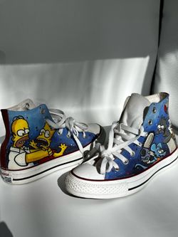 Custom painted the Simpsons Homer Bart Itchy Scratchy Converse Chuck Taylor Sneakers Size 5