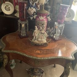 Antique bronze inlay table