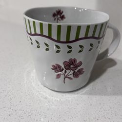 Cute White Mug W Floral Design