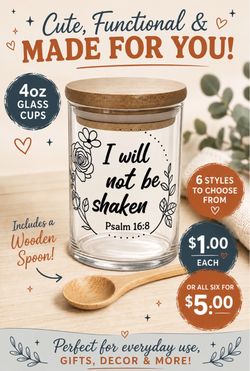 4oz Glass Jar with Wooden Lid and Spoon  (6 Designs to choose from)