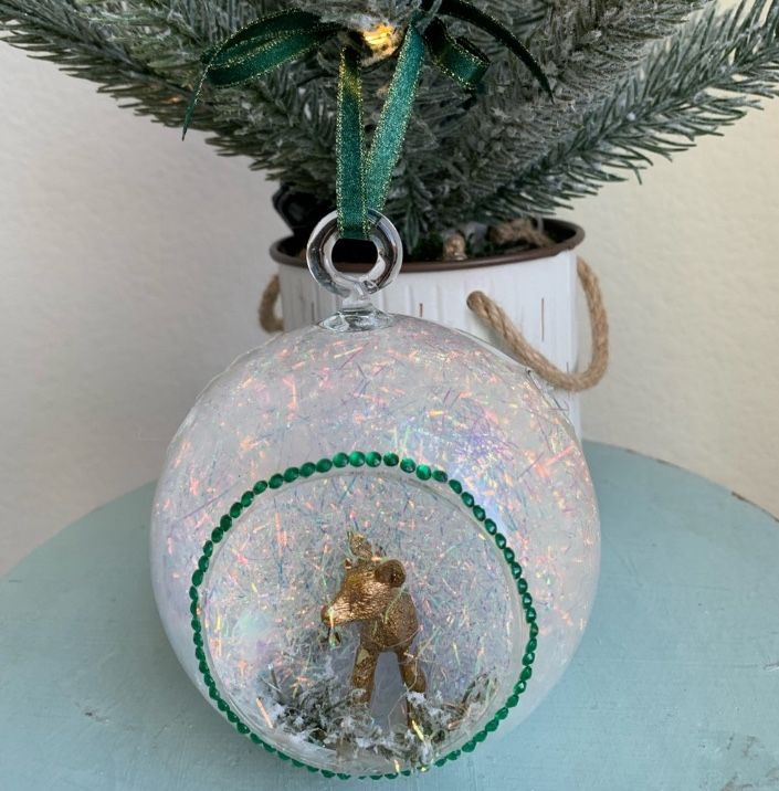 HAND CRAFTED Christmas Glass Ornament Holiday Decoration I Gold I Green I White
