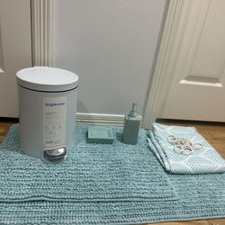 🌊 Aqua & White Bathroom Set – 6-Piece Coastal Chic Bundle
