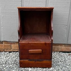 Antique Wood One Drawer Side Table Night Stand