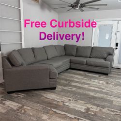 Free Curbside Delivery! Grey Sectional Couch Sofa With Cuddler