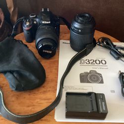 Nikon D3200 Camera With 2 Lens Charger & Battery + More