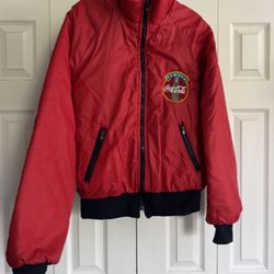 COCA COLA Bomber Jacket, ‘Always’, Vintage, Excellent, sz M, Red, Made in USA