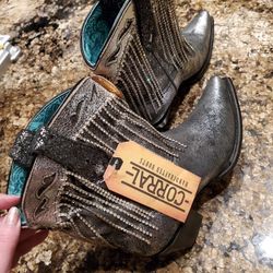  New with tags Corral silver/black women's size 9M fringe rhinestone western boots. 