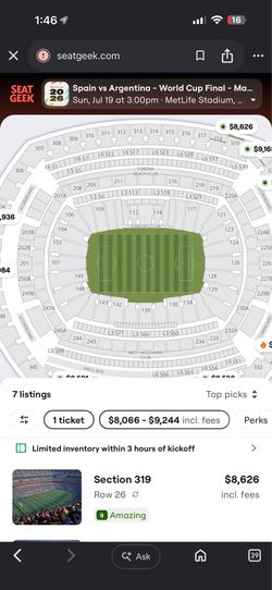 World Cup Tickets Final Spain vs Argentina