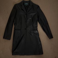 Vintage Lauren Ralph Lauren black leather longline jacket coat