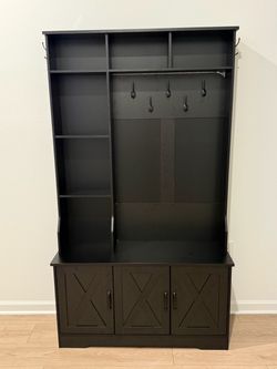 Entry Bench w/ Shelves, Hooks and Shoe Storage