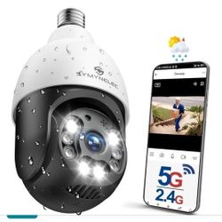 SYMYNELEC 5GHz/2.4GHz Light Bulb Security Camera Outdoor Waterproof 2.5K