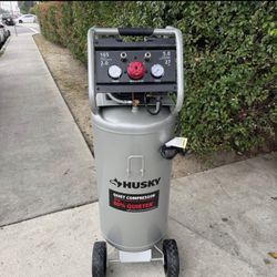 Husky 27 Gal.165 PSI Vertical Electric Oil-Free Quiet Auto/Workshop Air Compressor with Dual Gauges