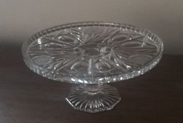 Vintage antique thick glass cake platter
