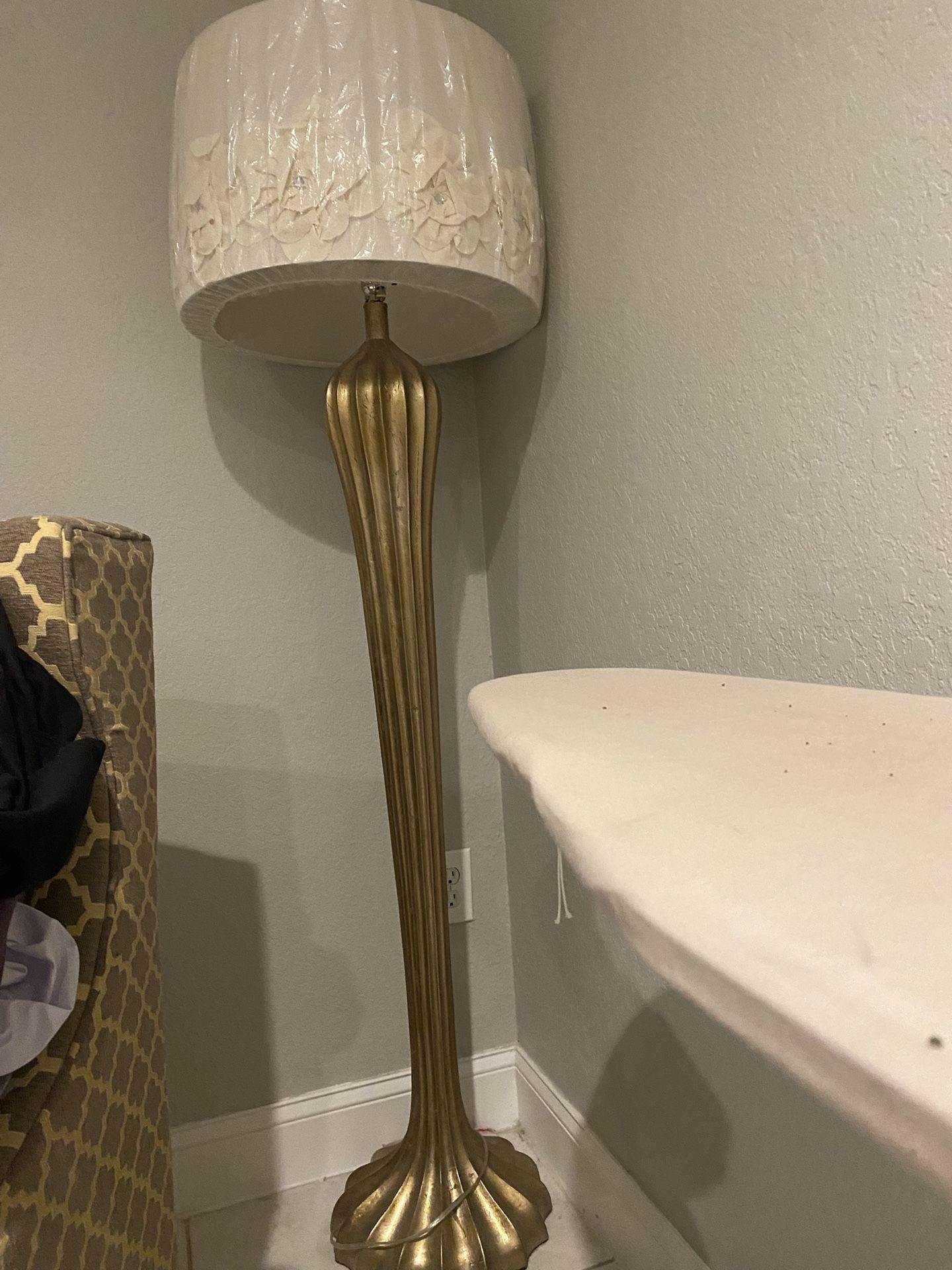 Floor Lamp And Big Vase With Flowers
