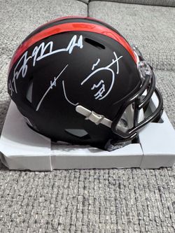 Frank Minnifield & Hanford Dixon Signed Auto Mini Helmet-GTSM Coa Sticker-Browns