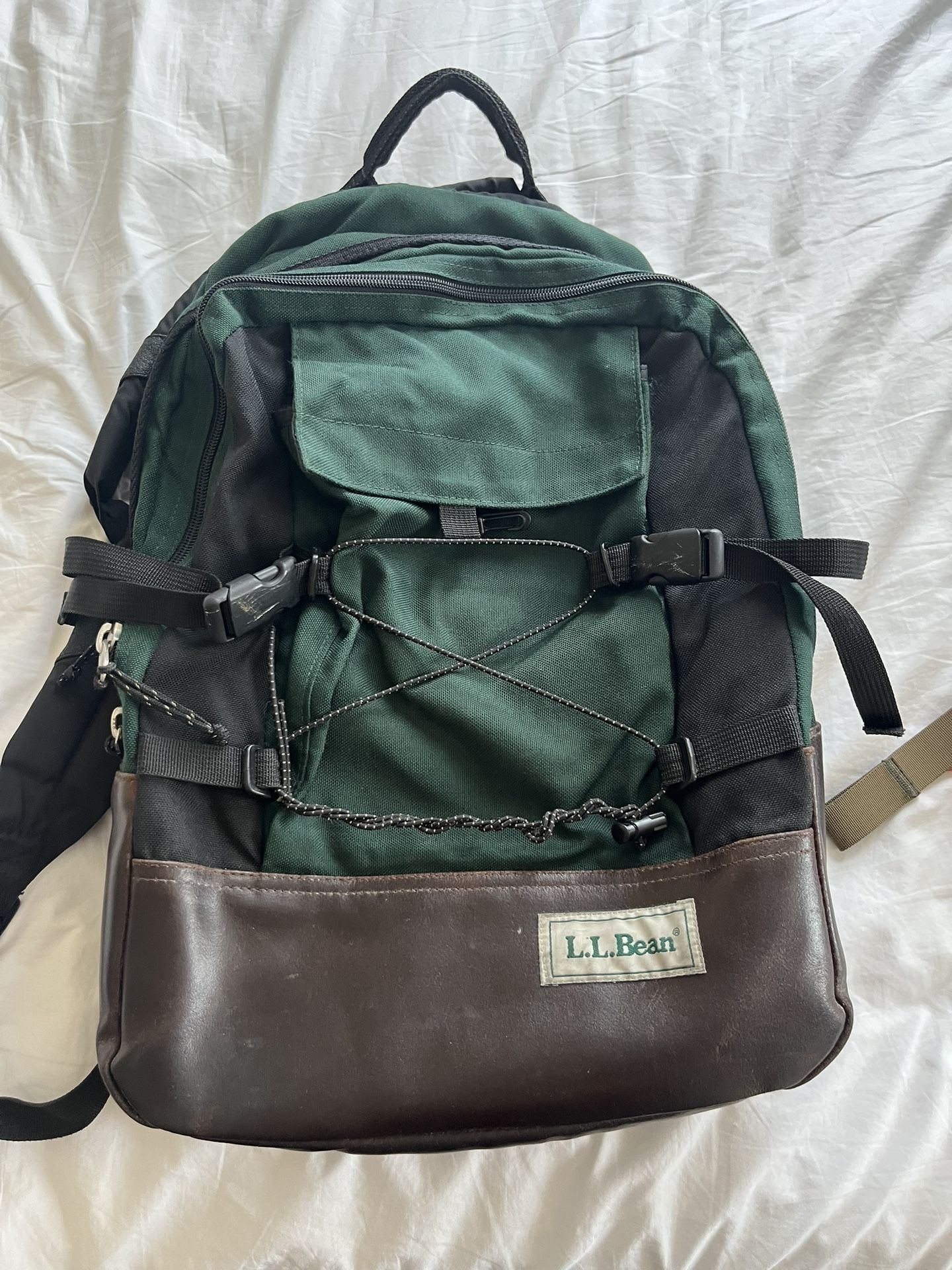 LL BEAN vintage Leather bottom Backpack