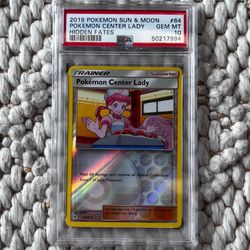 (POP 7) Hidden Fates Pokemon Center Lady PSA 10 #64