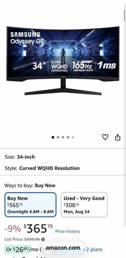 NEW Samsung 34° Odyssey G5 Ultra-Wide Gaming Monitor with 1000R Curved Screen