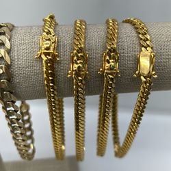 Cuban Links 6 And 5mm Solid Gold Bracelets