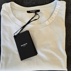 Brand New Balmain Men's Logo Light Blue Cotton T-Shirt Size M,L, XL