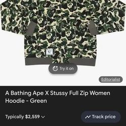 bathing ape x stussy hoodie