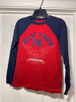 Urban Pipeline - Male Crewneck Long Sleeve Shirt - Size Youth Large - Red with Navy Accents