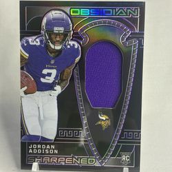 2023 Panini Obsidian Sharpened Swatches Jordan Addison RC Purple /75 Vikings