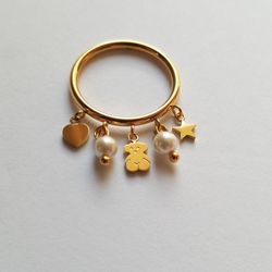 14k GOLD ION PLATED DANGLE RING 