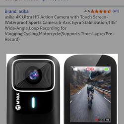 asika 4K Ultra HD Action Camera with Touch Screen-Waterproof Sports Camera,6-Axis Gyro Stabilization,145° Wide-Angle,Loop Recording for Vlogging,Cycli