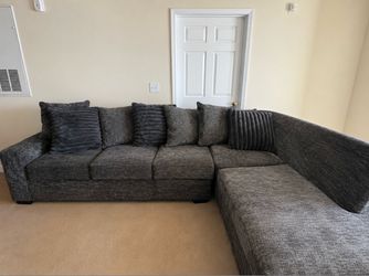 Gray Fabric Sectional Sofa with Pillows