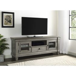 Brand new gray/white TV stand (64 x 18 x 25.5H)