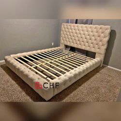 Beige Platform Queen or king Bed Frame