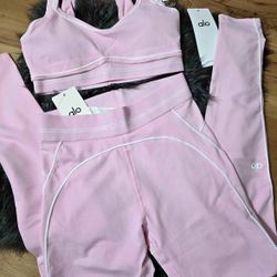 Lululemon Matching Set – Hot Pink Leggings + Zip Up Jacket 