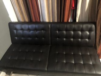 All black leather futon
