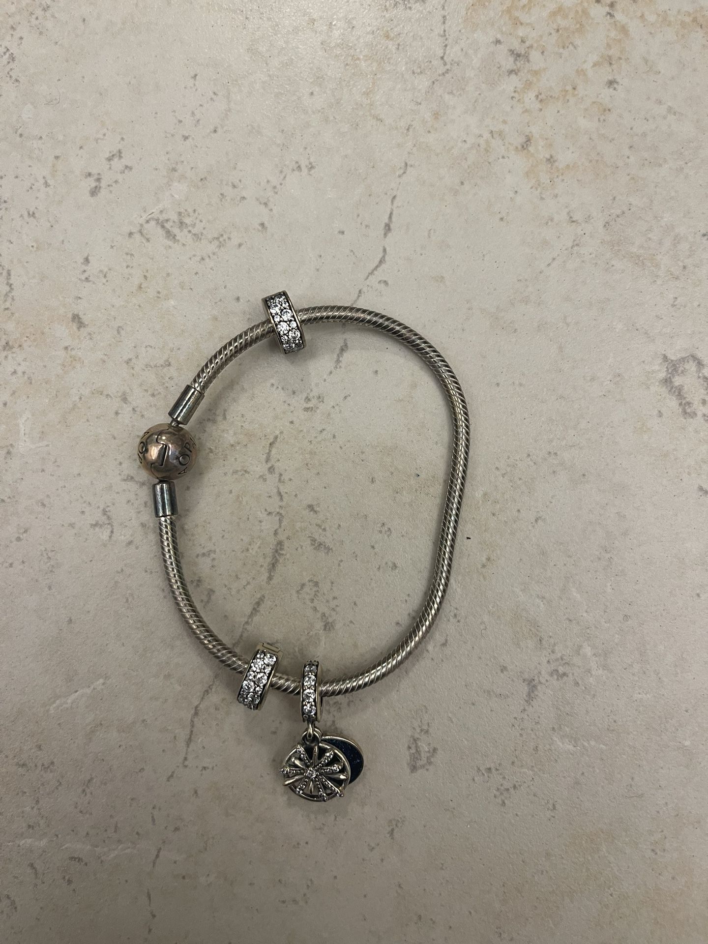 Pandora Bracelet With 3 Charms