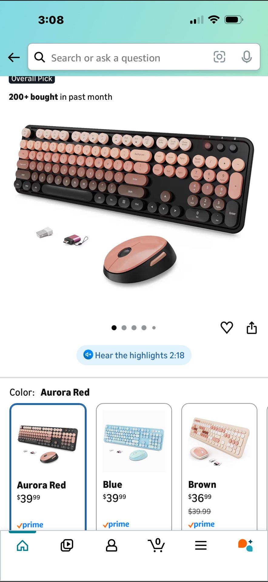  Full Size Keyboard With Mouse Combo Includes AA Battery ,  Retro Color 