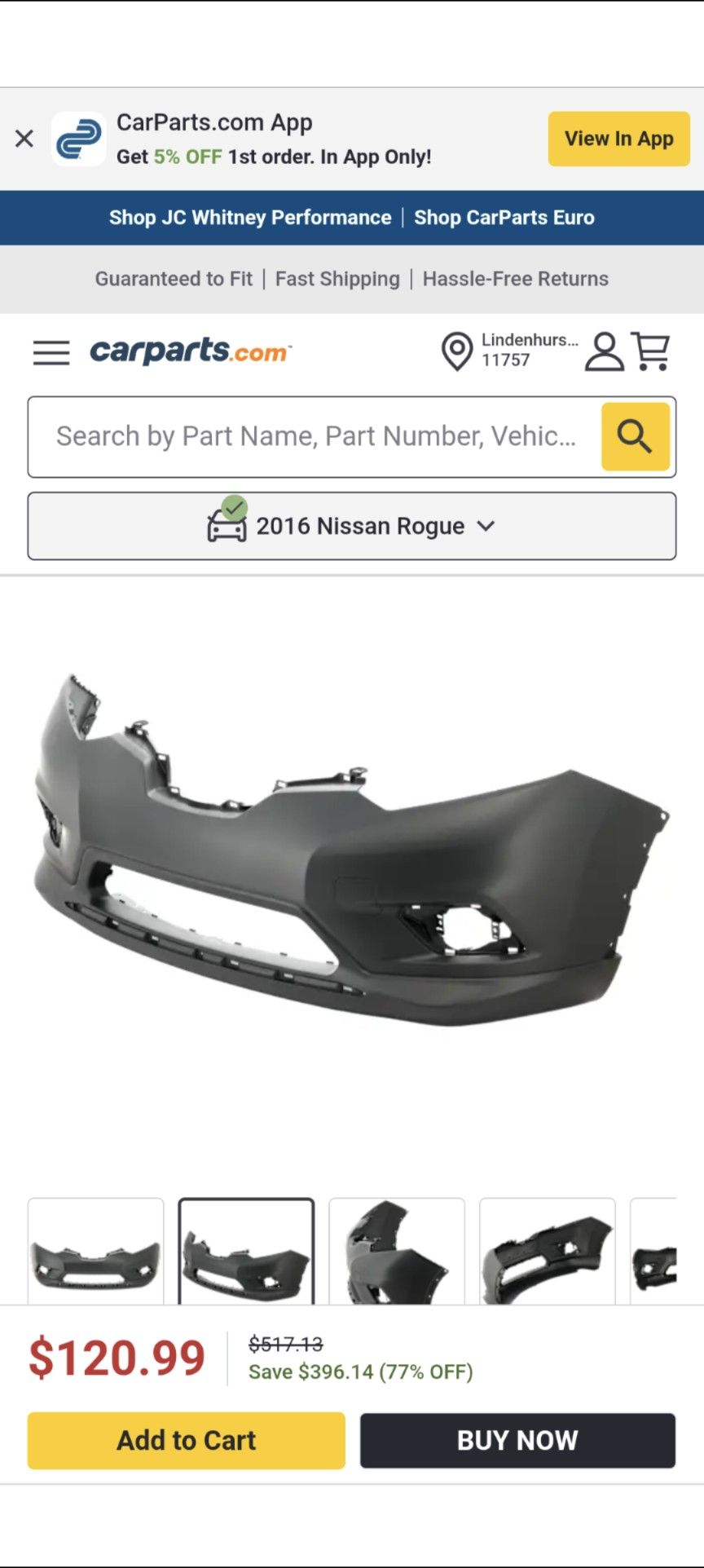 Front Prime Bumper Cover Replacement Nissan Rogue NEW in Package