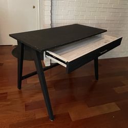 Black Wooden Desk With Wide Drawer