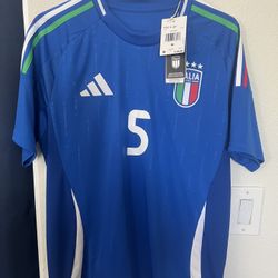 Italy Euro 2024 Home Soccer Football Jersey Blue Calafiori 5 Men’s Sz M Medium