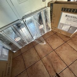 2 Glacier Bay 30in W x 30in H Rectangular Medicine Cabinet with Mirror in White with Adjustable Shelves- Minor Damage On The Back 