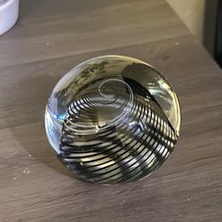 Vintage paperweight with black and white swirl