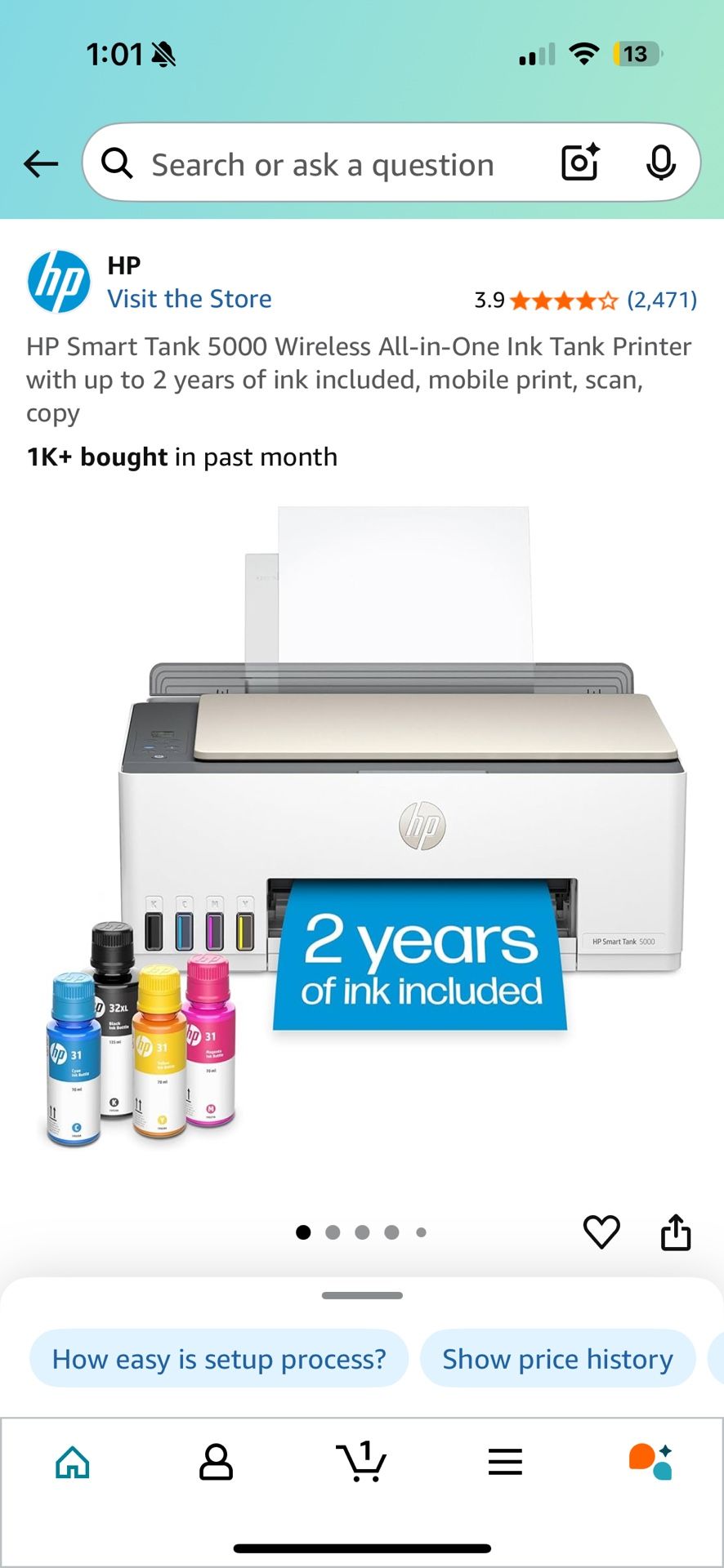 HP Smart Tank 5000 Wireless Printer