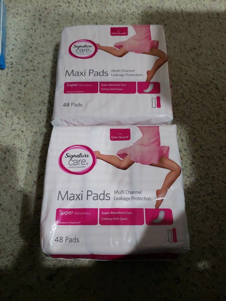 Signature Care Maxi Pads 48 Pack. 2 Pk $10