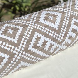 Handmade Woven Suede Bolster Pillow W/ Insert