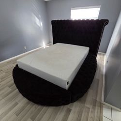 Velvet Upholstery Queen Size Bed