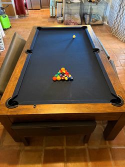 8’ Pool Table w/ dining top and benches